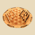 Hexagon Schach – handgefertigtes Spiel auf graviertem Kunstleder