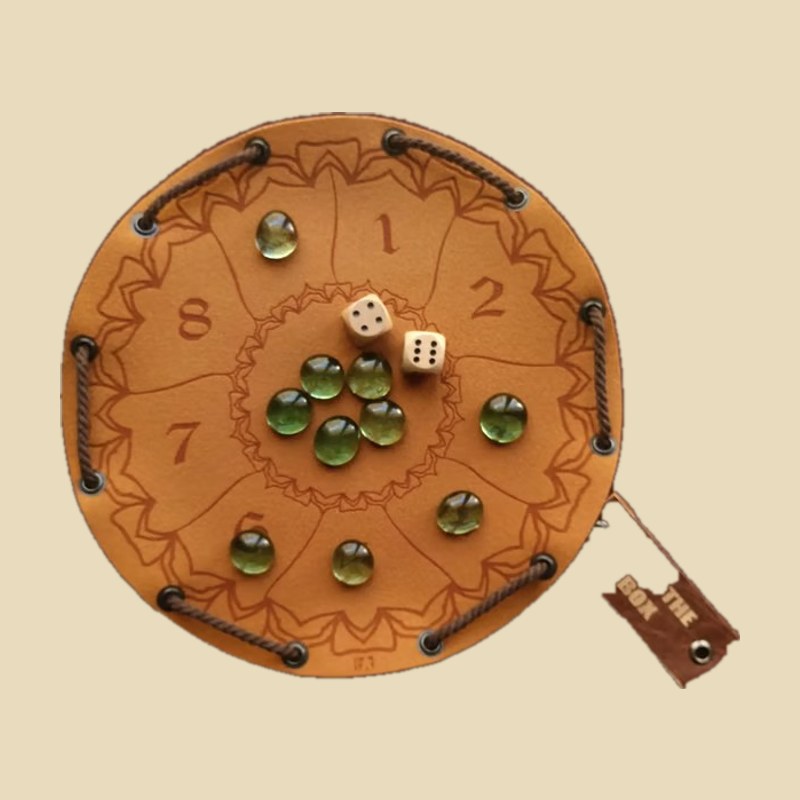 Shut the Box – handgefertigtes Spiel auf graviertem Kunstleder